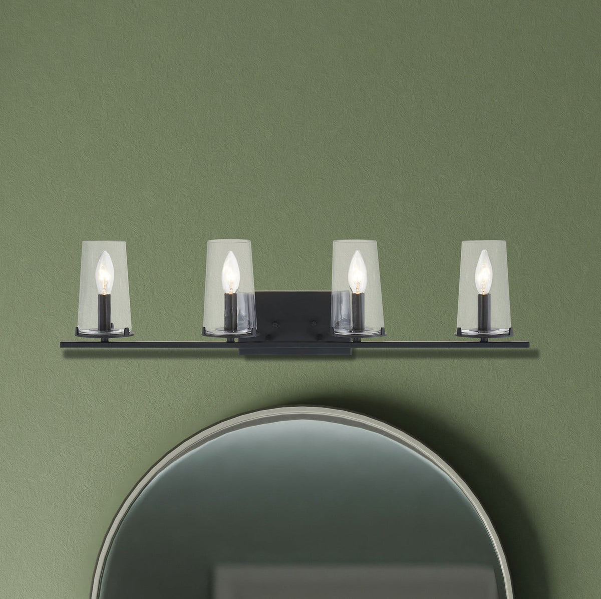 Thesis Jared Bathroom Wall Lamp, 4-bulb, 31 in, black metal
