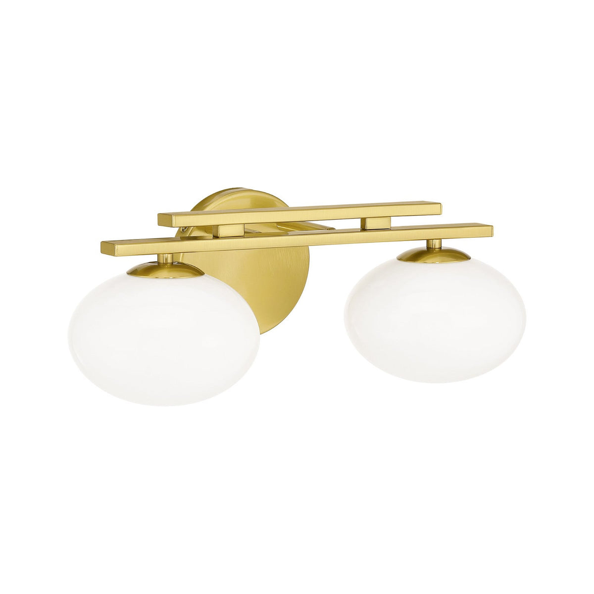 Thesis Julep bathroom wall light, 2-bulb, 16 in, gold-coloured/opal