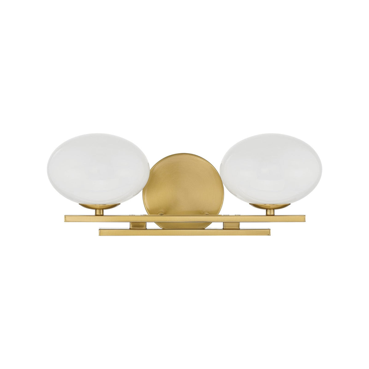 Thesis Julep bathroom wall light, 2-bulb, 16 in, gold-coloured/opal