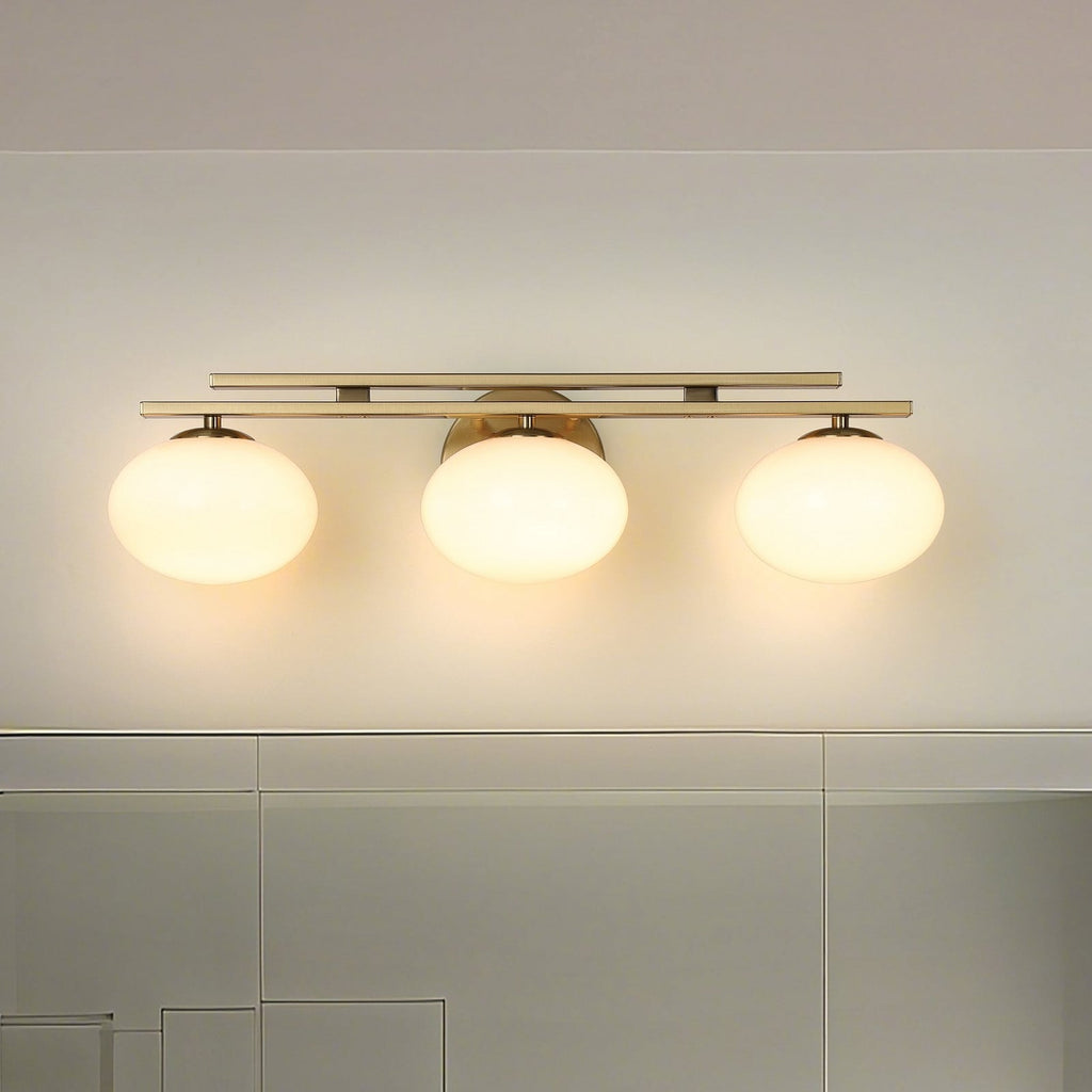 Thesis Julep Bathroom Wall Light, 3-bulb, 24 in, gold-coloured/opal