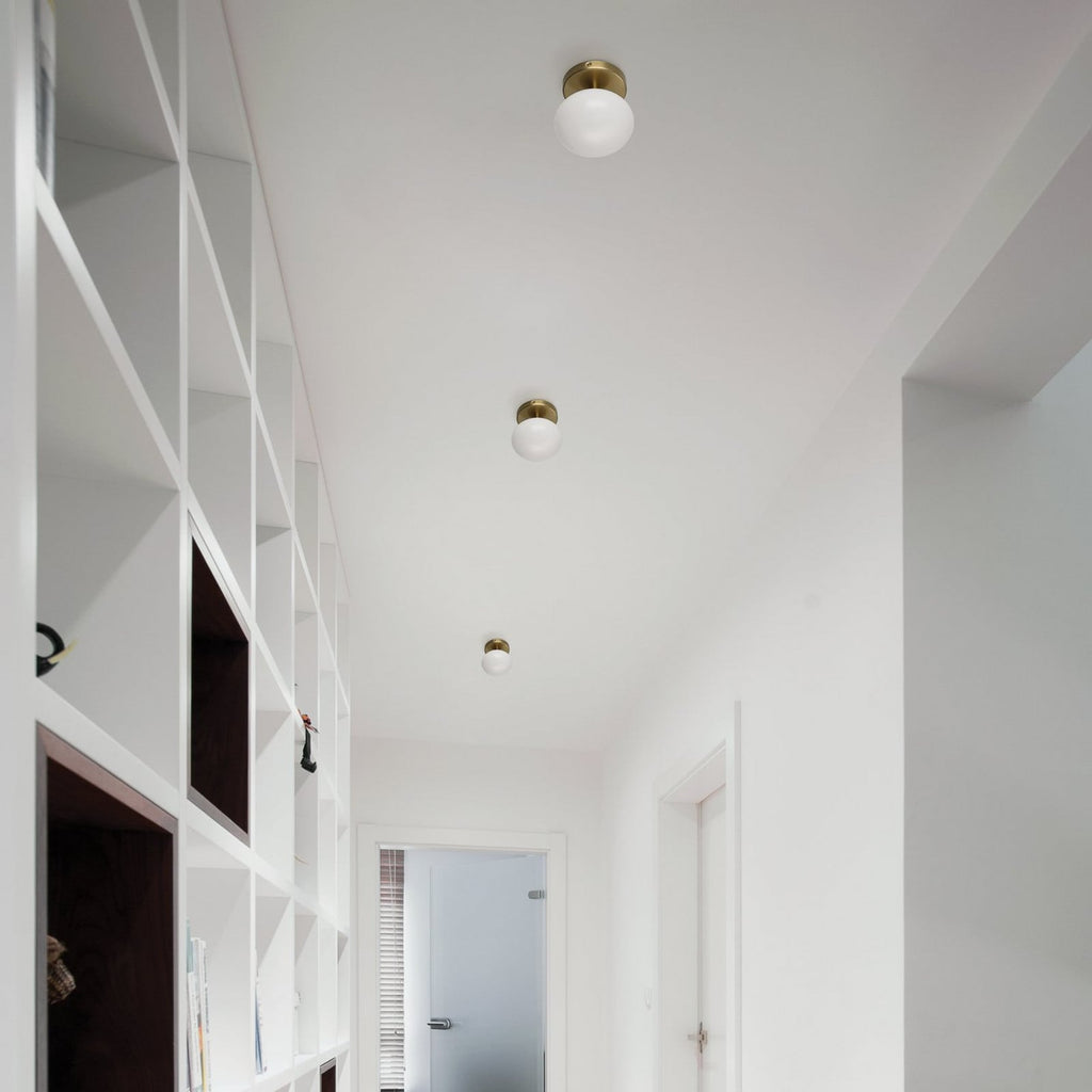 Thesis Julep bathroom ceiling light, gold/opal, 6 in, metal/glass