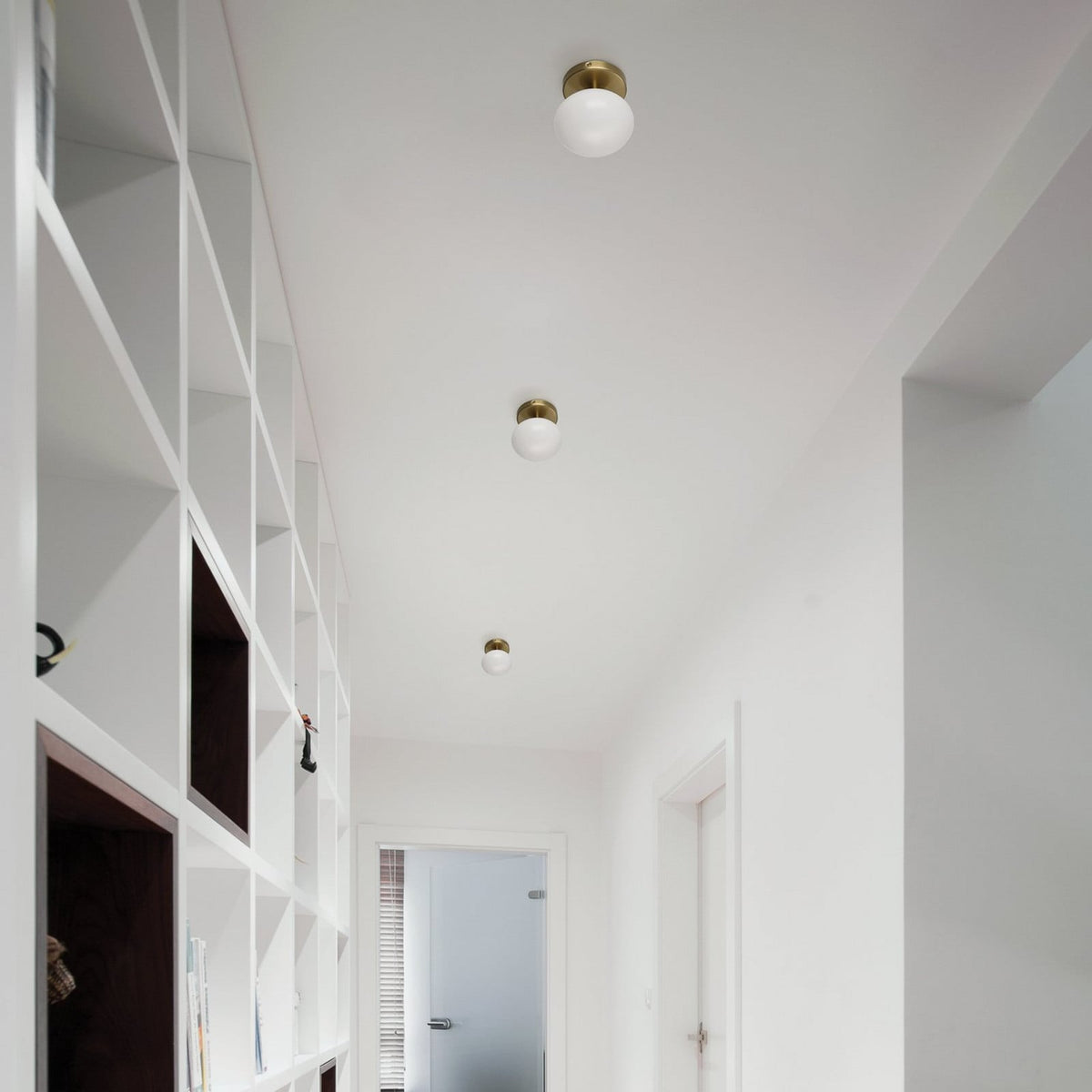 Thesis Julep bathroom ceiling light, gold/opal, 6 in, metal/glass