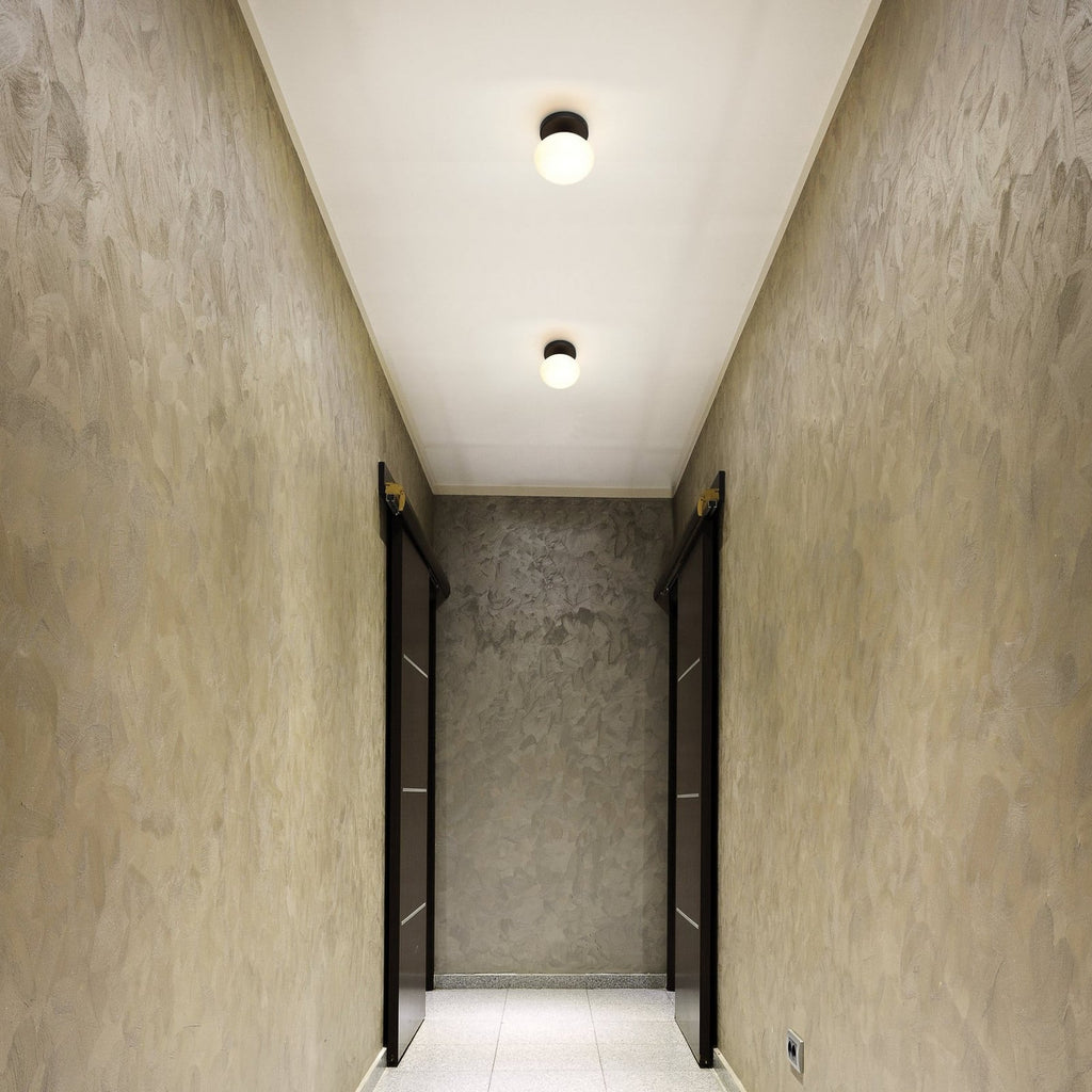 Thesis Julep bathroom ceiling lamp, black/opal, 6 in metal/glass