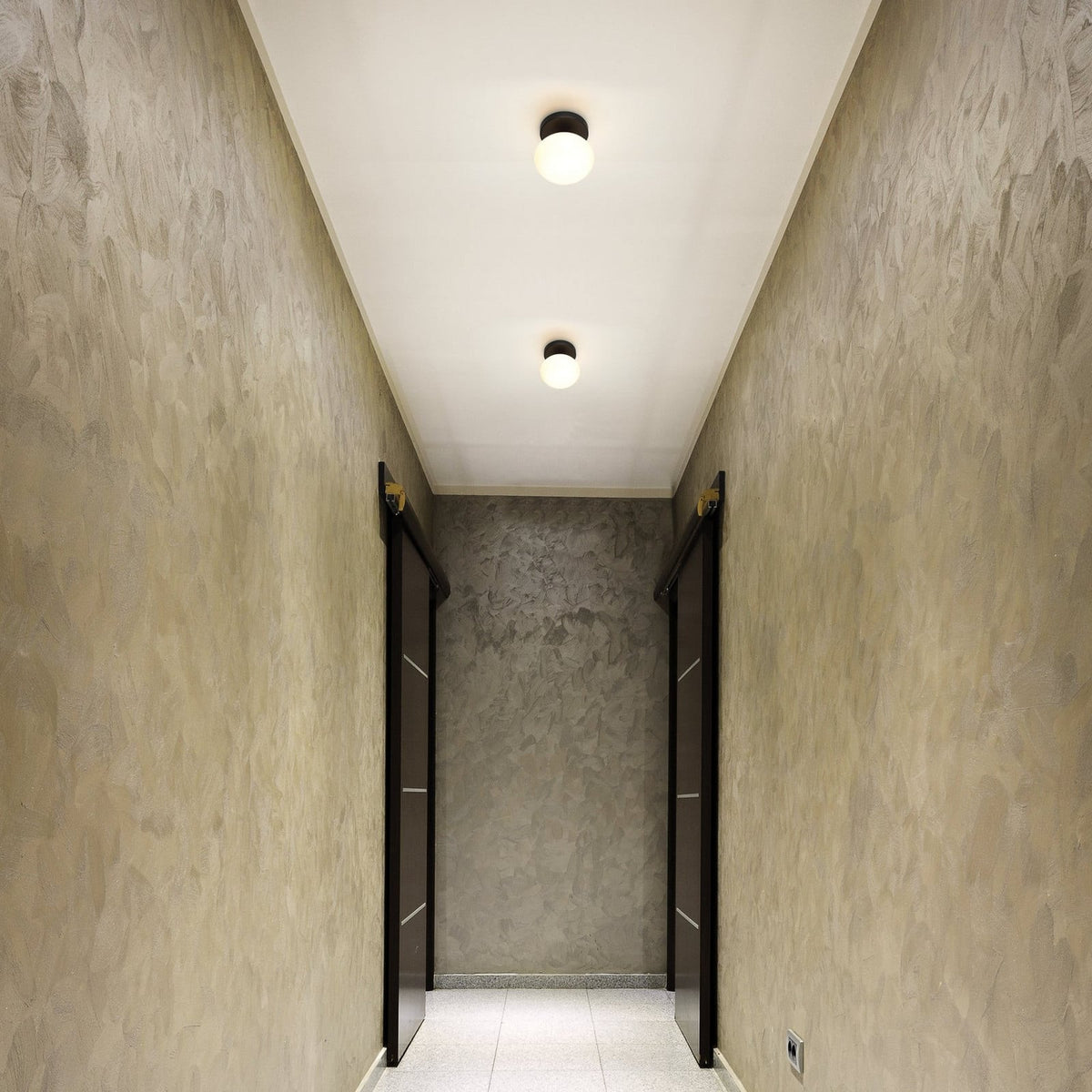 Thesis Julep bathroom ceiling lamp, black/opal, 6 in metal/glass