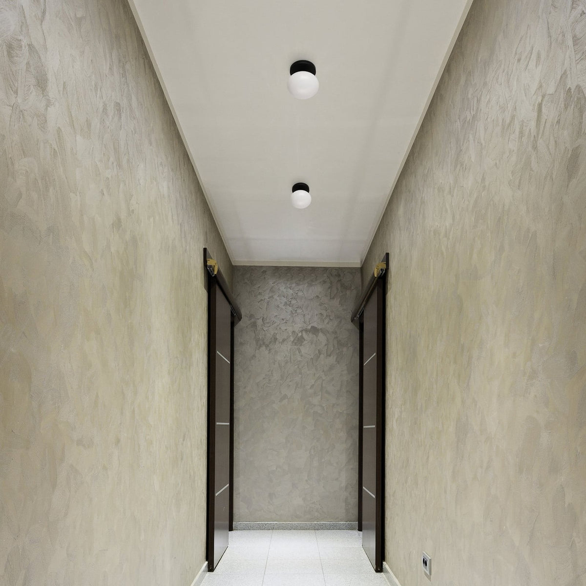 Thesis Julep bathroom ceiling lamp, black/opal, 6 in metal/glass