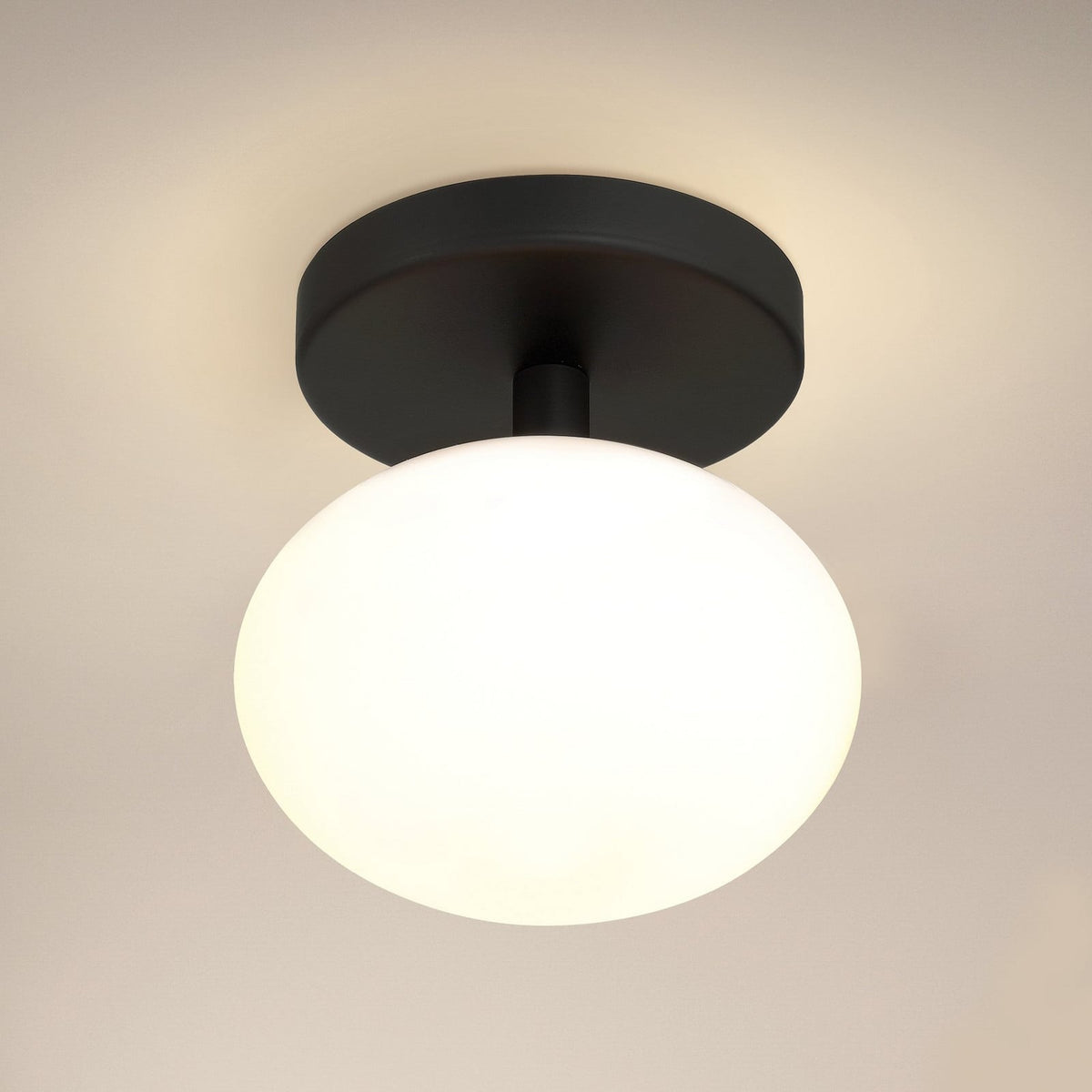 Thesis Julep bathroom ceiling lamp, black/opal, 6 in metal/glass