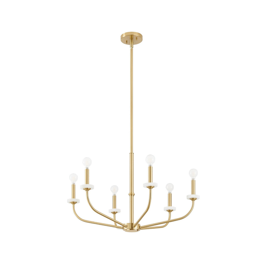 Thesis Leah chandelier, gold-coloured, 6-bulb, 30 in metal