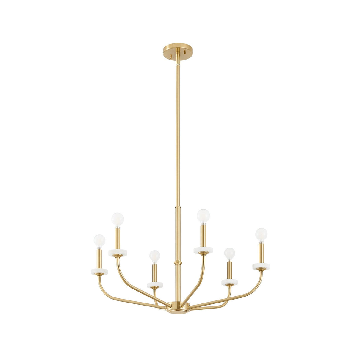 Thesis Leah chandelier, gold-coloured, 6-bulb, 30 in metal