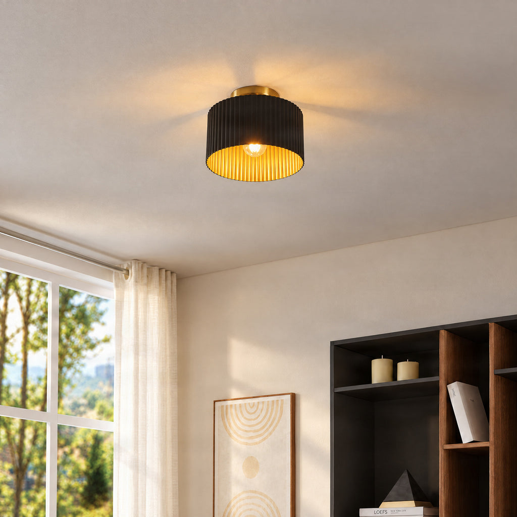 Leilani 11" Black and Gold Ceiling Light