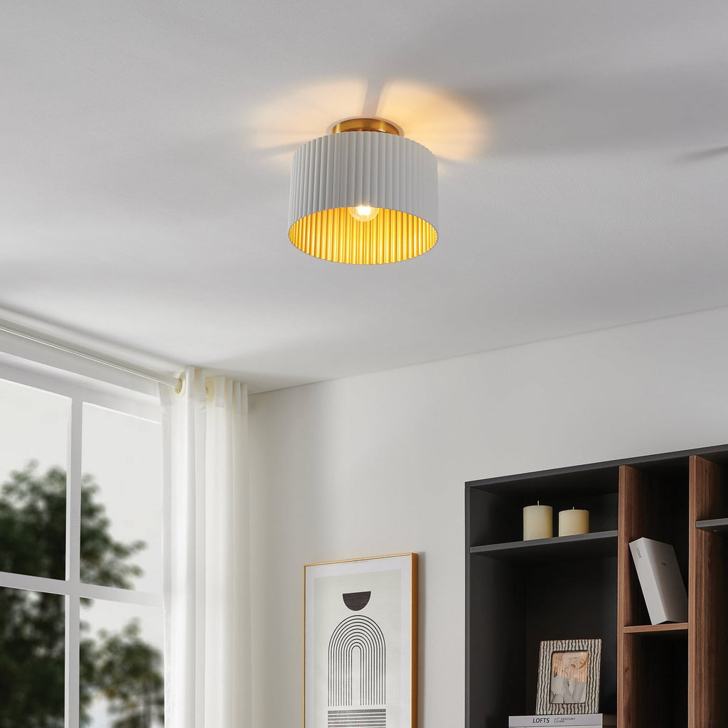 Thesis Leilani ceiling lamp, white/gold, 11 in, metal, E26