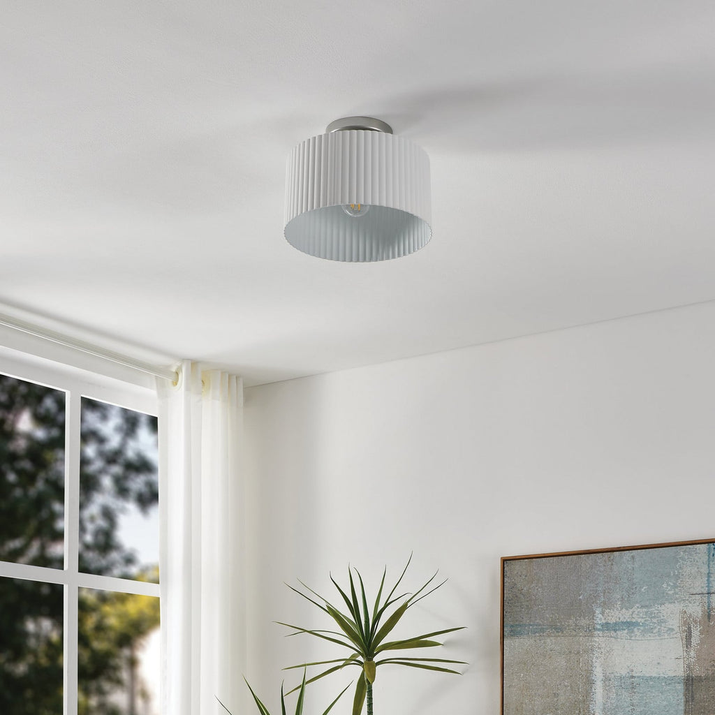 Thesis Leilani ceiling lamp, white/nickel, 11 in, metal, E26