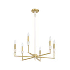 Thesis Montclair chandelier, gold, 6-bulb, 26 in, metal