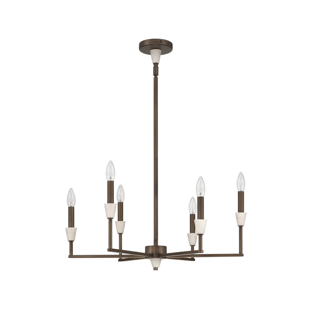 Thesis Montclair chandelier, bronze, 6-bulb, 26 in, metal