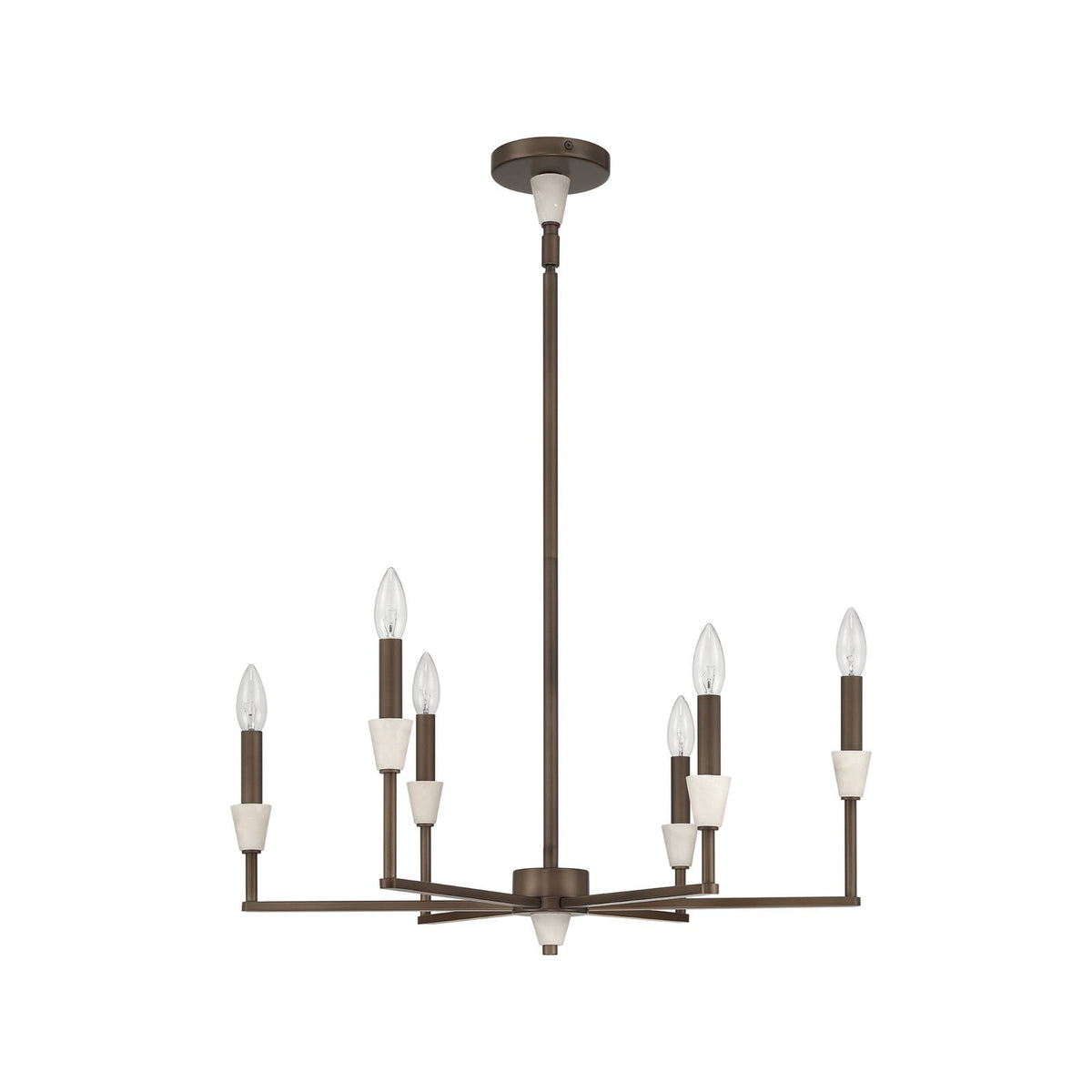 Thesis Montclair chandelier, bronze, 6-bulb, 26 in, metal