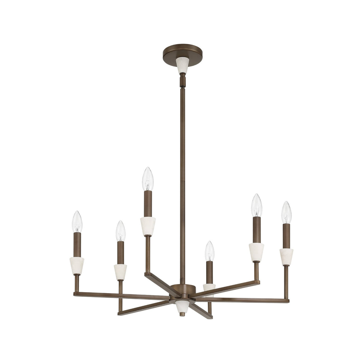 Thesis Montclair chandelier, bronze, 6-bulb, 26 in, metal