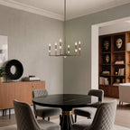 Thesis Montclair chandelier, bronze, 6-bulb, 26 in, metal