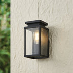 Thesis Overton outdoor wall light, matt black, 9 in, metal
