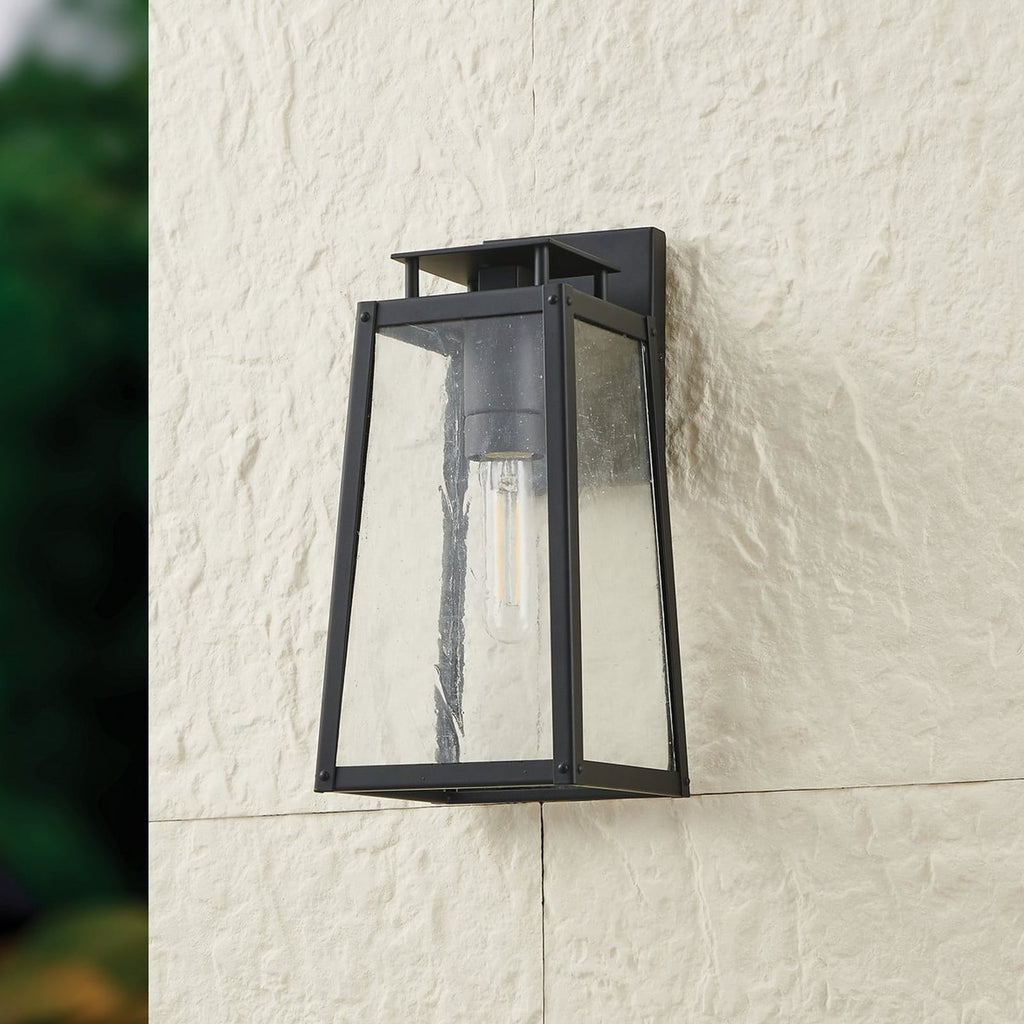 Thesis Salford outdoor wall light, matt black, 13 in, metal