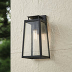 Thesis Salford outdoor wall light, matt black, 17 in, metal