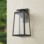 Thesis Salford outdoor wall light, matt black, 19 in, metal