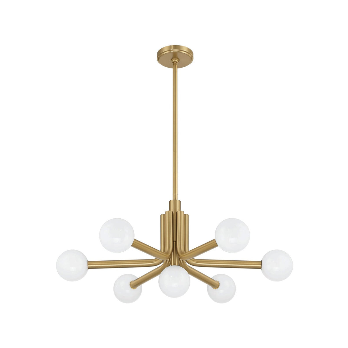 Thesis Stockholm chandelier, gold, 7-bulb, 29 in, metal