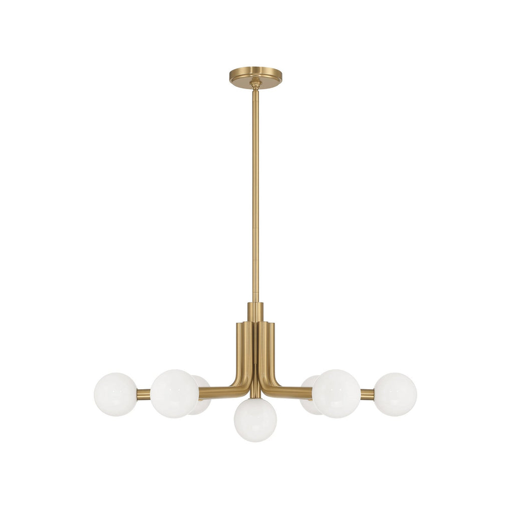 Thesis Stockholm chandelier, gold, 7-bulb, 29 in, metal