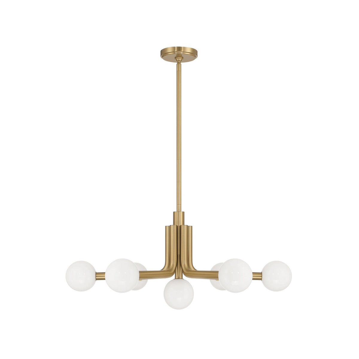 Thesis Stockholm chandelier, gold, 7-bulb, 29 in, metal