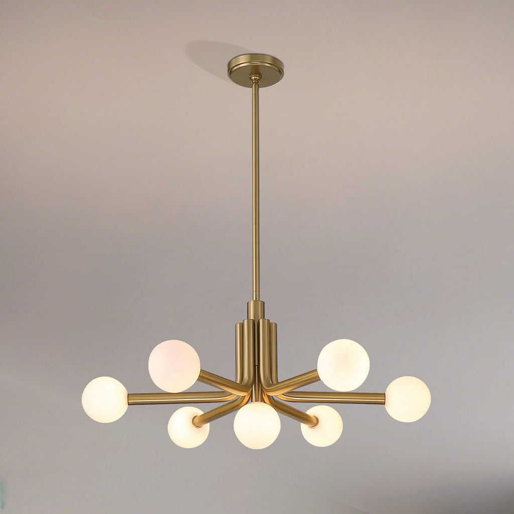 Thesis Stockholm chandelier, gold, 7-bulb, 29 in, metal
