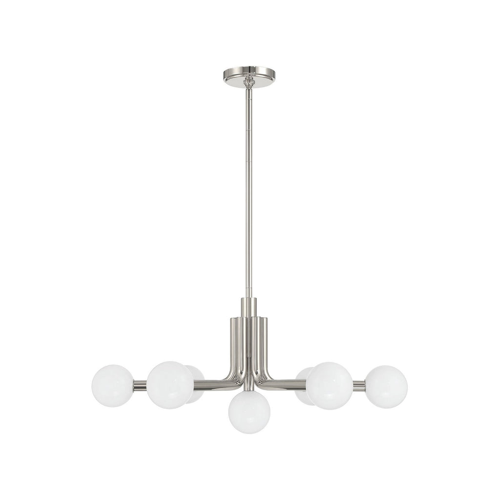 Thesis Stockholm chandelier, nickel, 7-bulb, 29 in, metal