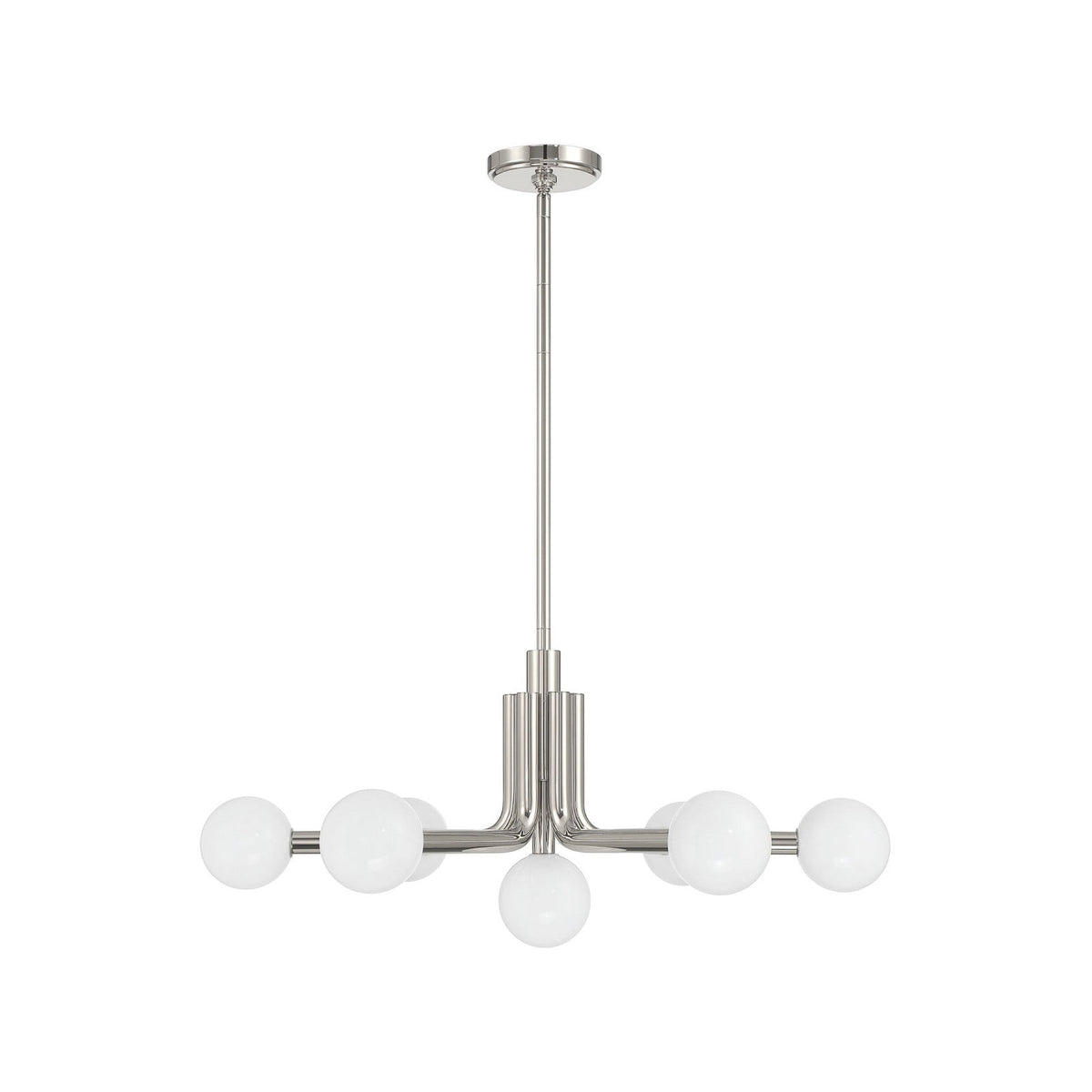 Thesis Stockholm chandelier, nickel, 7-bulb, 29 in, metal