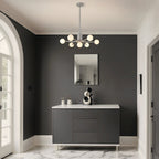Thesis Stockholm chandelier, nickel, 7-bulb, 29 in, metal
