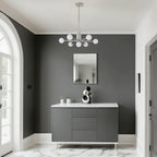 Thesis Stockholm chandelier, nickel, 7-bulb, 29 in, metal