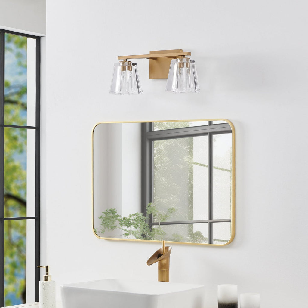 Thesis Valentin bathroom wall lamp, gold, 2-bulb, 15, metal and glass