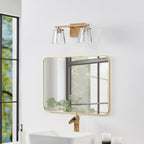 Thesis Valentin bathroom wall lamp, gold, 2-bulb, 15, metal and glass