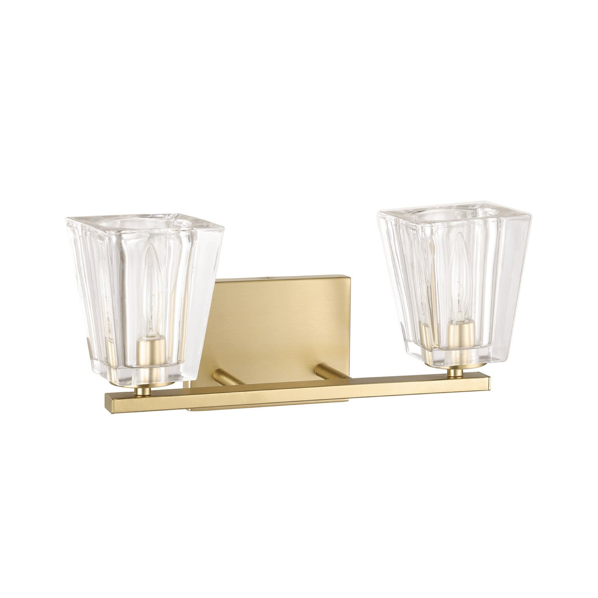 Thesis Valentin bathroom wall lamp, gold, 2-bulb, 15, metal and glass