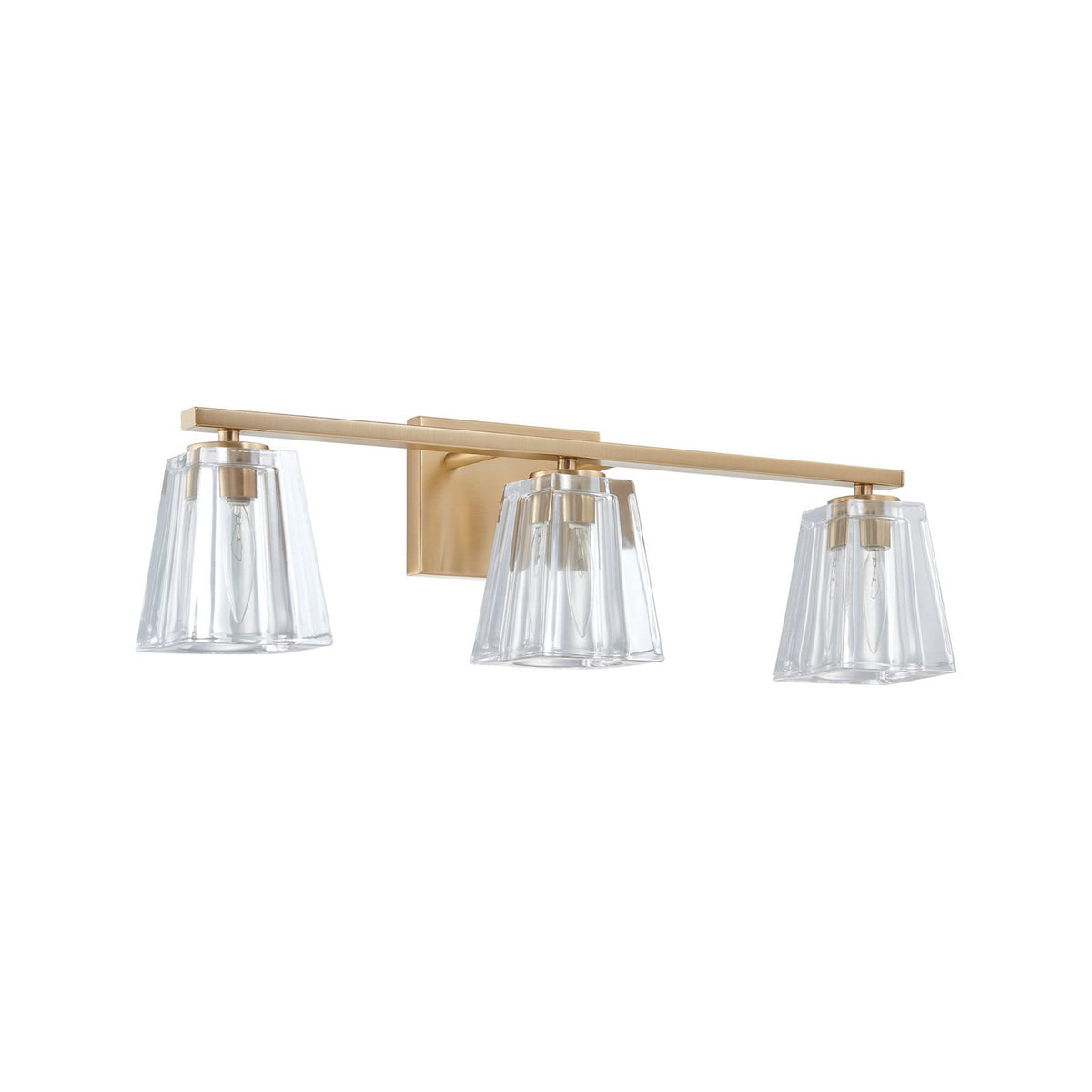 Thesis Valentin bathroom wall lamp, gold, 3-bulb, 24, in metal and glass