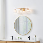 Thesis Valentin bathroom wall lamp, gold, 3-bulb, 24, in metal and glass
