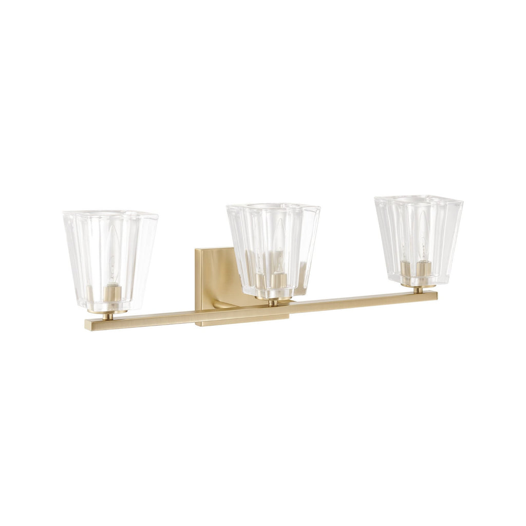 Thesis Valentin bathroom wall lamp, gold, 3-bulb, 24, in metal and glass
