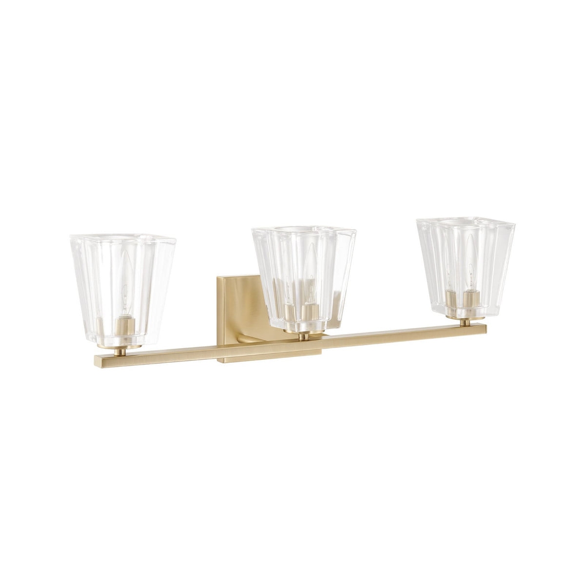 Thesis Valentin bathroom wall lamp, gold, 3-bulb, 24, in metal and glass