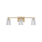 Thesis Valentin bathroom wall lamp, gold, 3-bulb, 24, in metal and glass