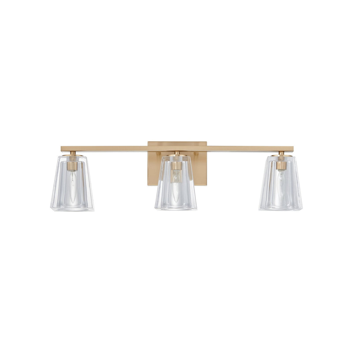Thesis Valentin bathroom wall lamp, gold, 3-bulb, 24, in metal and glass
