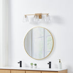 Thesis Valentin bathroom wall lamp, gold, 3-bulb, 24, in metal and glass