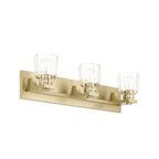 Thesis Dryden bathroom wall lamp, gold, 3-bulb, 24 in, metal/glass