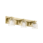 Thesis Dryden bathroom wall lamp, gold, 3-bulb, 24 in, metal/glass