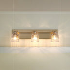 Thesis Dryden bathroom wall lamp, gold, 3-bulb, 24 in, metal/glass