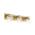 Thesis Dryden bathroom wall lamp, gold, 3-bulb, 24 in, metal/glass