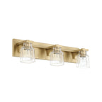Thesis Dryden bathroom wall lamp, gold, 3-bulb, 24 in, metal/glass
