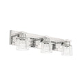 Thesis Dryden bathroom wall lamp, nickel, 3-bulb, 24, in metal and glass