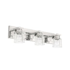 Thesis Dryden bathroom wall lamp, nickel, 3-bulb, 24, in metal and glass
