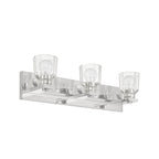 Thesis Dryden bathroom wall lamp, nickel, 3-bulb, 24, in metal and glass